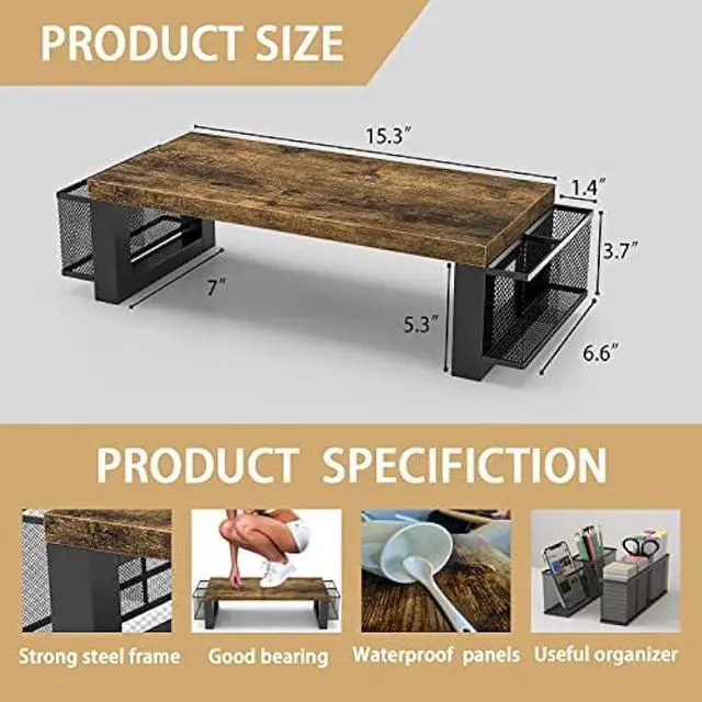 Alt view image 7 of 7 - WESTREE Monitor Stand Riser with Storage, Desktop Computer Monitor Stand, Multi-Purpose Desk Organizer Shelf for Laptop Computer PC