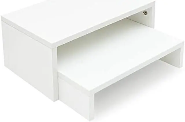 Alt view image 6 of 6 - TEAMIX Adjustable White Monitor Stand Riser-2 Pack,Wood 2 Tier Adjustable Monitor Stand Dual Monitor Riser for 2 Monitors/Laptop/PC Computer Stand for Desk