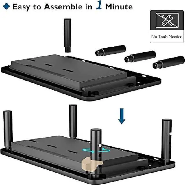 Alt view image 7 of 7 - BONTEC 2 Pack Monitor Stand Riser with Drawer, 3 Height Adjustable PC Monitor Riser for Desk with Mesh Platform for Laptop, Computer, iMac, PC, Printer up to 44LBS/20KG, Cable Ties Included