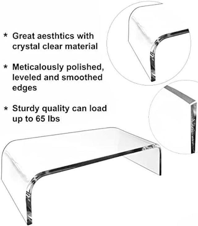 Alt view image 2 of 7 - AMT Premium Acrylic Clear Monitor Stand Laptop/PC/Multimedia Monitor Riser for Home Office