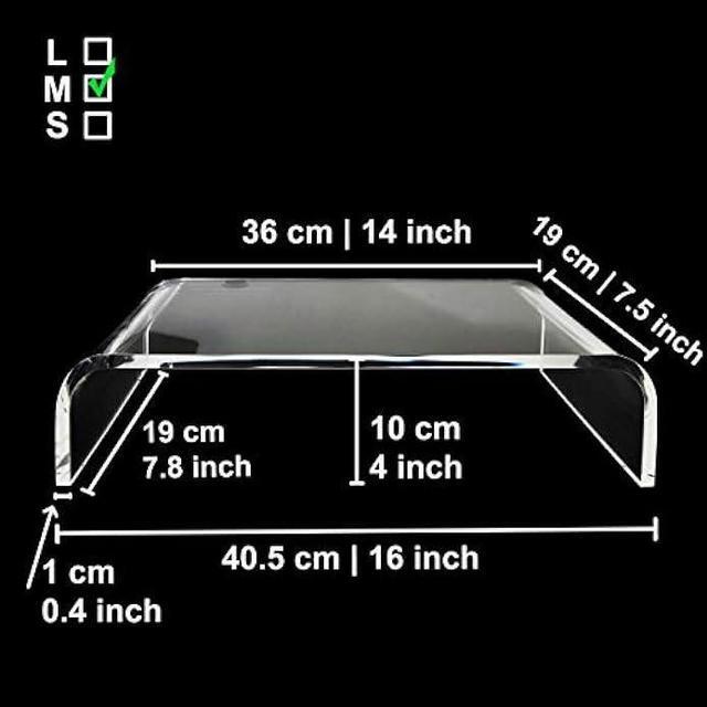 Alt view image 6 of 7 - AMT Premium Acrylic Clear Monitor Stand Laptop/PC/Multimedia Monitor Riser for Home Office