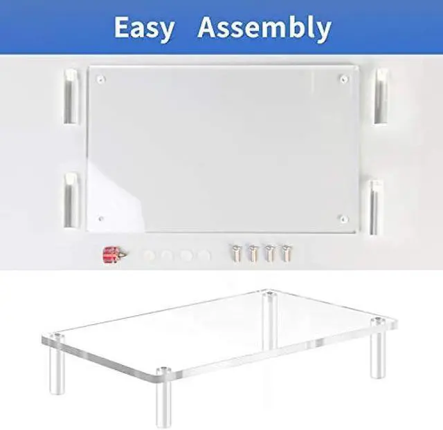 Alt view image 7 of 7 - Yestbuy Acrylic Monitor Stand Riser, Clear Computer Monitor Riser, Desktop Organizer Stand for Office Accessories, Printer, Notebook, and All Flat Screen Display, Ergonomic Monitor Riser Stand