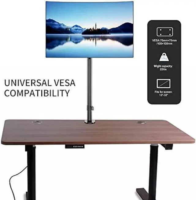 Alt view image 2 of 6 - Pholiten Single Tall Monitor Stand, Extra Tall 31 Inch Monitor Mount, Fully Adjustable Tall Monitor arm for 13-32 Inch LCD ScreenHolds up to 22lbs