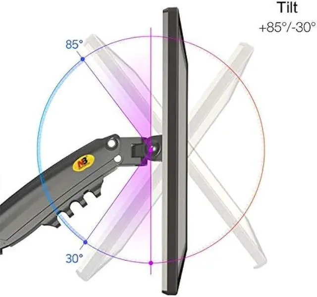 Alt view image 4 of 6 - NB North Bayou Monitor Desk Mount Long Arm for 22''-35''Monitors from 4.4 to 26.4lbs Ultra Wide Full Motion Swivel Height Adjustable Monitor Stand H100-B
