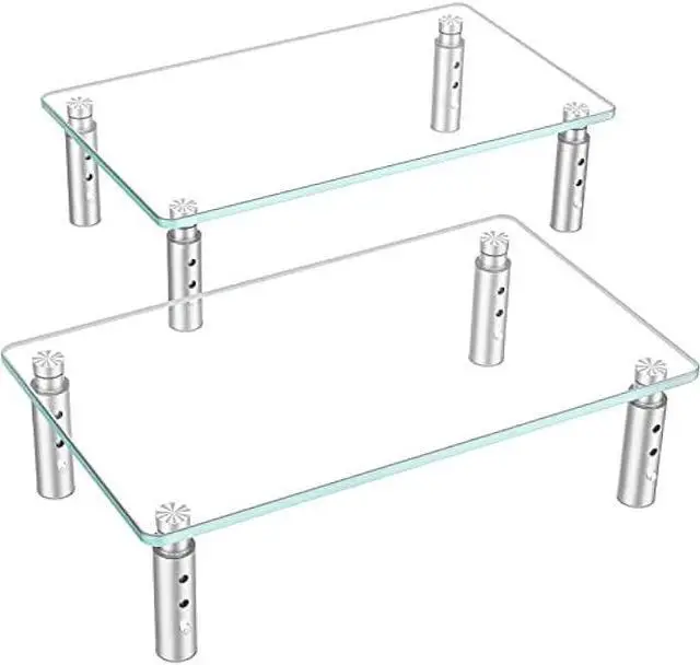 Main image of Hemudu 2 Pack Monitor Stand -3 Adjustable Height Monitor Riser, Computer Monitor Stand, Desktop Organizer, Monitor Stand Riser for PC, Computer, Laptop Clear