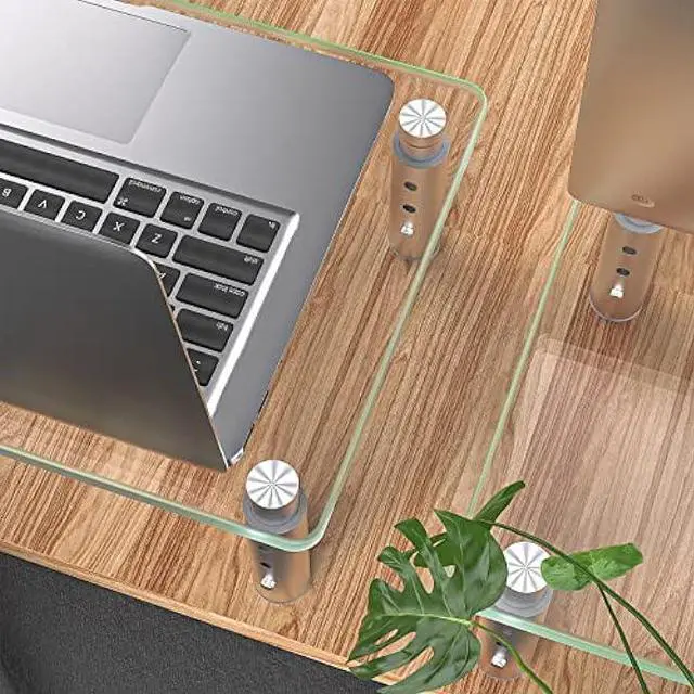 Alt view image 2 of 6 - Hemudu 2 Pack Monitor Stand -3 Adjustable Height Monitor Riser, Computer Monitor Stand, Desktop Organizer, Monitor Stand Riser for PC, Computer, Laptop Clear