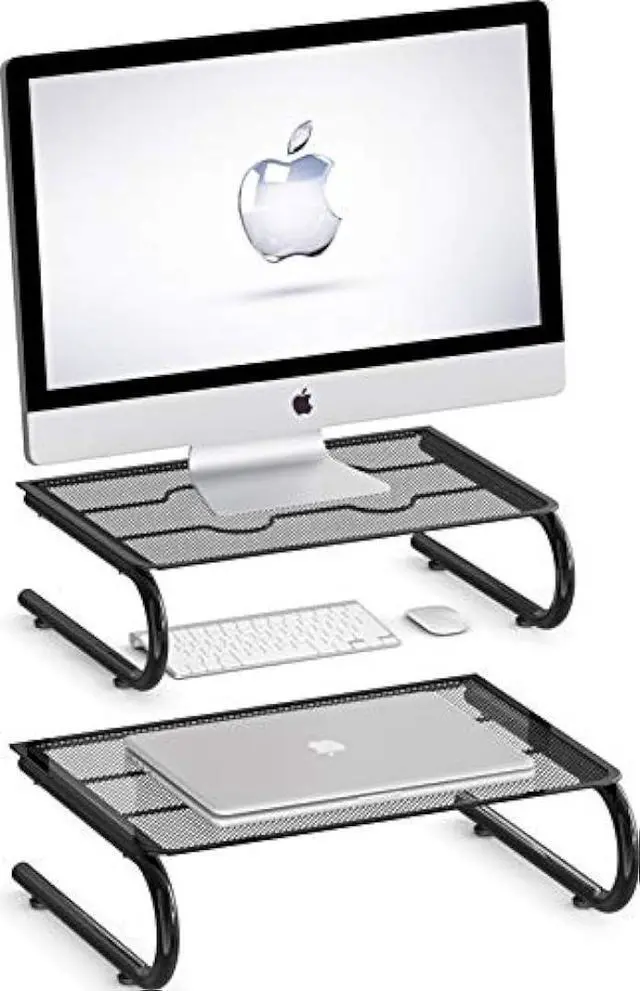 Alt view image 2 of 4 - 2 Pack - SimpleHouseware Mesh Monitor Stand Riser