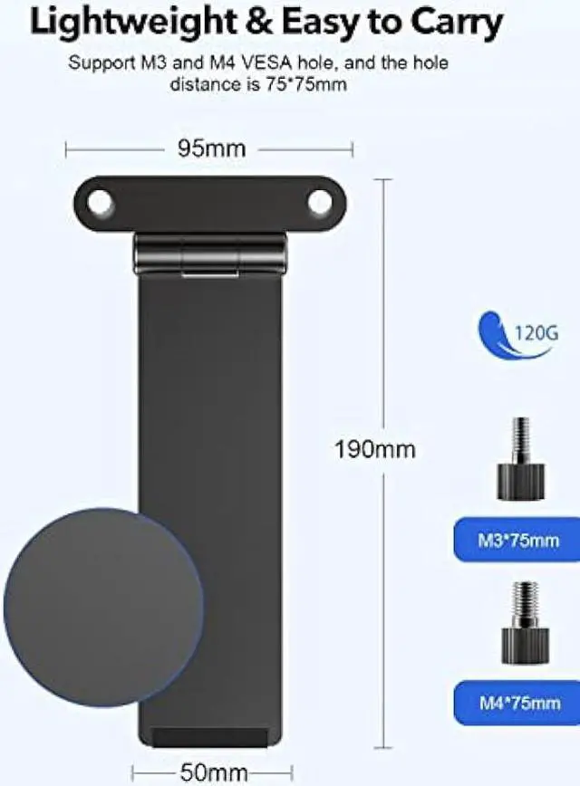 Alt view image 6 of 7 - UPERFECT Portable VESA Monitor Stand with Hand Screw, 7 to 18.5 inch Freestanding VESA Monitor Desk Mount with Swivel/Tilt/Rotation, fits Monitor with M3/M4*75MM VESA