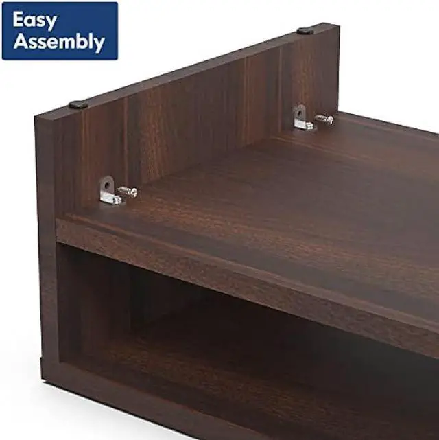 Alt view image 7 of 7 - FITUEYES Monitor Stand - 2 Tier Computer Monitor Riser with 16.7 Inch Shelf, Wood Desktop Stand for Laptop Computer Screen, Desk Organization, Office Supplies, Brown, DT204203WB
