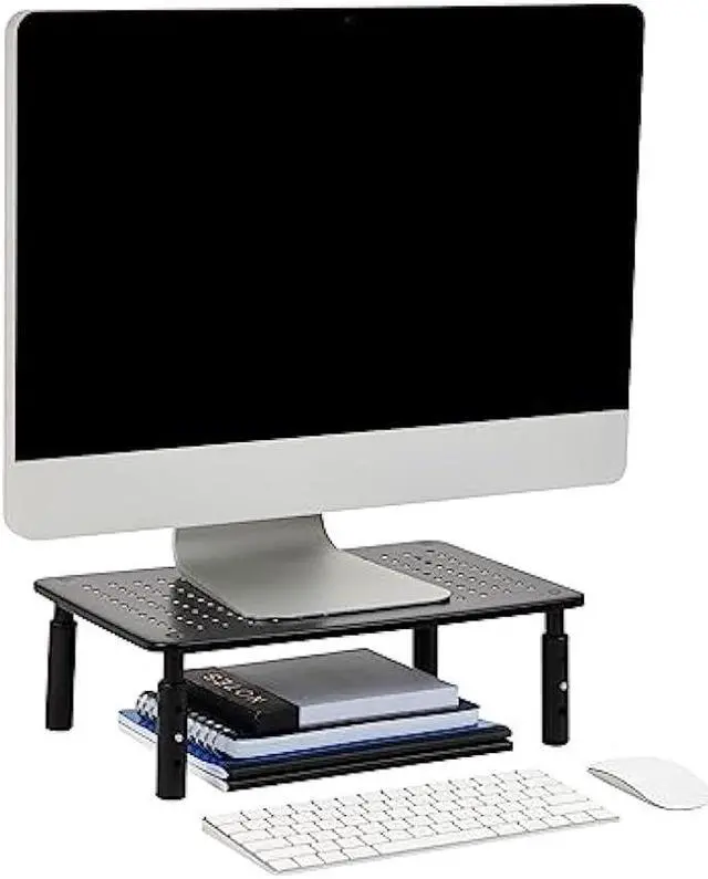 Main image of Mind Reader Elevate Collection, Monitor Stand, 44lb. Capacity, Adjustable Height, Ventilated, Metal, 14.5L x 9.25W x 4-5.5H, Black