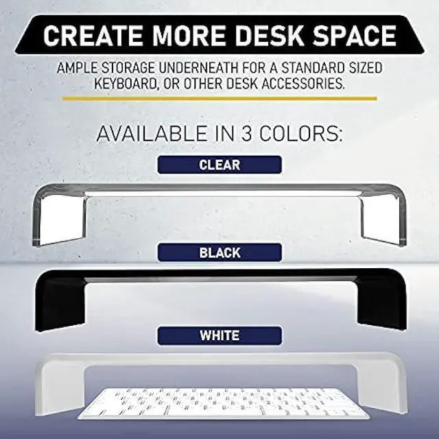 Alt view image 7 of 7 - Acrylic Monitor Stand with Matching Pen Holder, 12mm Thick Clear Acrylic Monitor Riser, Laptop Stand for Home, Office, and Work. Computer Desk Riser with Keyboard Storage for LCD LED TV Screen (Clear)