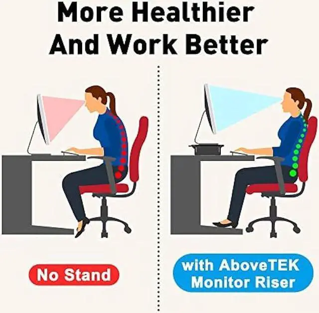 Alt view image 3 of 6 - AboveTEK Monitor Stand Riser, Foldable Computer Monitor Riser with Drawer, Height Adjustable Computer Monitor Stands and Risers, Phone Stand for PC, Desktop, Laptop, Printer Save Space (Black)