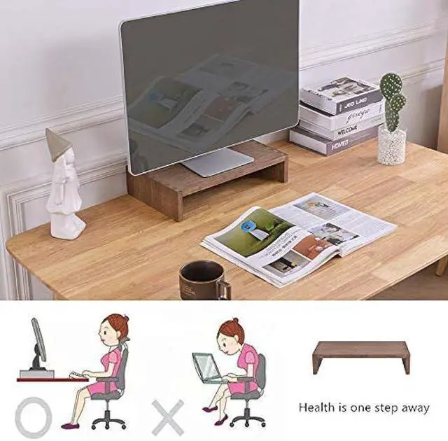 Alt view image 6 of 7 - Kirigen Monitor Stand Wooden - Desk Stand Wood for Computer/Laptop/TV Printer - Monitor Arms & Stands Desk Riser for Office Desktop Workspace Organizers Platforms Stands (39,Dark Brown)