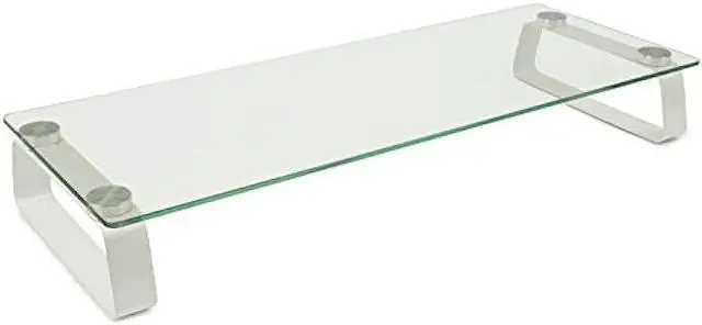 Alt view image 3 of 7 - Mount-It! Glass Computer Monitor Riser and Laptop Stand | Clear Flat Screen Display Stand, Desktop Shelf and Organizer, Glass and Aluminum Construction, 22 Inches Wide, 44 lb Carrying Capacity