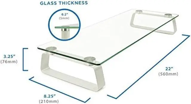 Alt view image 6 of 7 - Mount-It! Glass Computer Monitor Riser and Laptop Stand | Clear Flat Screen Display Stand, Desktop Shelf and Organizer, Glass and Aluminum Construction, 22 Inches Wide, 44 lb Carrying Capacity