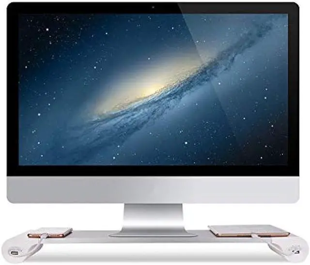 Alt view image 2 of 7 - Monitor Stand,Computer Stand,Monitor Stand Riser,4 USB Port Charging Keyboard Storage, Monitor Riser for Laptop/TV Printer/Fax Machine/Computer/iMac/MacBook,Aluminum Bracket Convenient Desktop Storage
