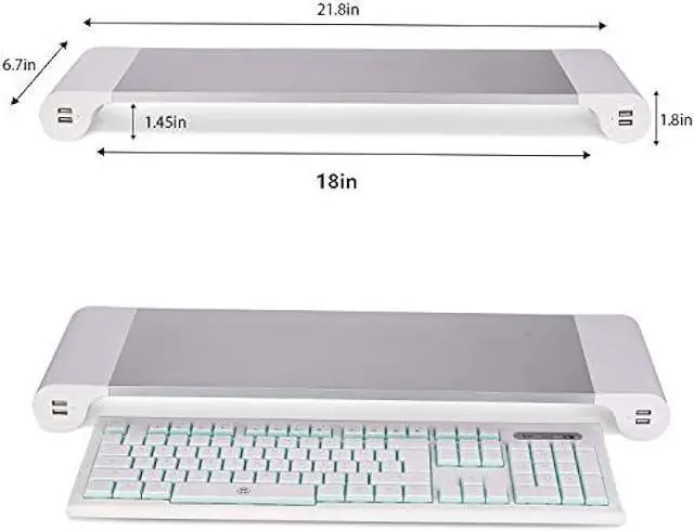 Alt view image 6 of 7 - Monitor Stand,Computer Stand,Monitor Stand Riser,4 USB Port Charging Keyboard Storage, Monitor Riser for Laptop/TV Printer/Fax Machine/Computer/iMac/MacBook,Aluminum Bracket Convenient Desktop Storage