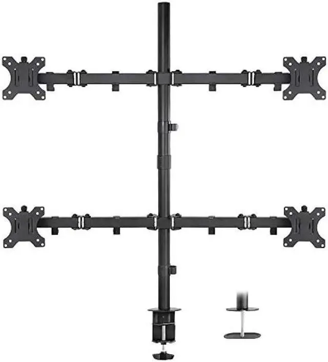 Main image of Mount-It! 4 Monitor Stand | Quad Monitor Desk Mount | Fits Four Computer Screens 19 21 24 27 29 30 32 Inches | Heavy Duty Height Adjustable Arms | VESA 75 100 Compatible | C-Clamp and Grommet Bases