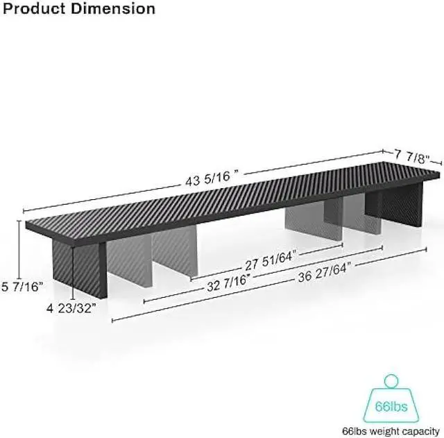 Alt view image 3 of 5 - EUREKA ERGONOMIC Dual Monitor Stand - Adjustable Legs, Dual Monitor Riser, Carbon Fiber Computer Monitor Stand, Desktop Organizer, Monitor Stand Riser for PC, Computer, Laptop (Black)
