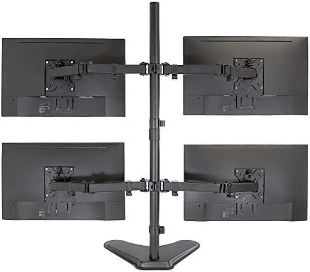 Alt view image 4 of 6 - Mount-It! Quad Monitor Stand | Height Adjustable Free Standing 4 Screen Mount | Fits Monitors up to 32 Inches | Black, Steel | MI-2784