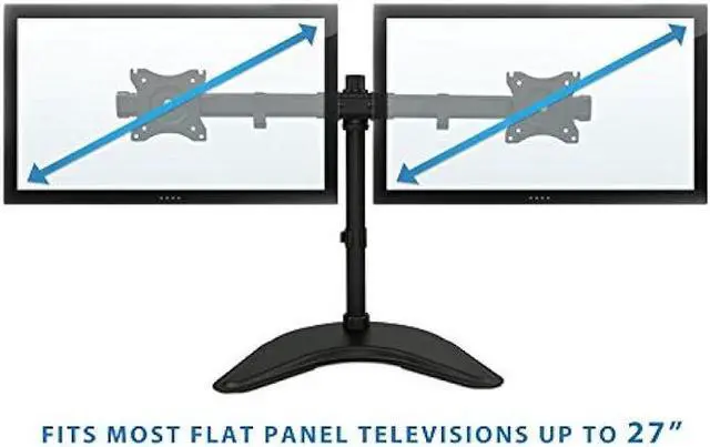 Alt view image 4 of 7 - Mount-It! Free Standing Dual Monitor Stand | Double Monitor Desk Mount | Fits Two x 19 20 21 22 23 24 27 Inch Computer Screens | 2 Heavy Duty Height Adjustable Arms | VESA Compatible 75 100