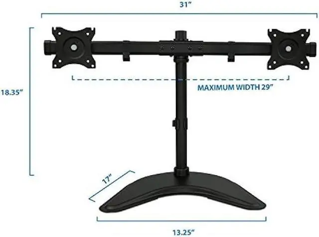 Alt view image 6 of 7 - Mount-It! Free Standing Dual Monitor Stand | Double Monitor Desk Mount | Fits Two x 19 20 21 22 23 24 27 Inch Computer Screens | 2 Heavy Duty Height Adjustable Arms | VESA Compatible 75 100