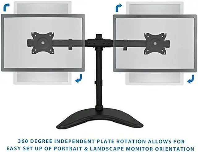 Alt view image 7 of 7 - Mount-It! Free Standing Dual Monitor Stand | Double Monitor Desk Mount | Fits Two x 19 20 21 22 23 24 27 Inch Computer Screens | 2 Heavy Duty Height Adjustable Arms | VESA Compatible 75 100