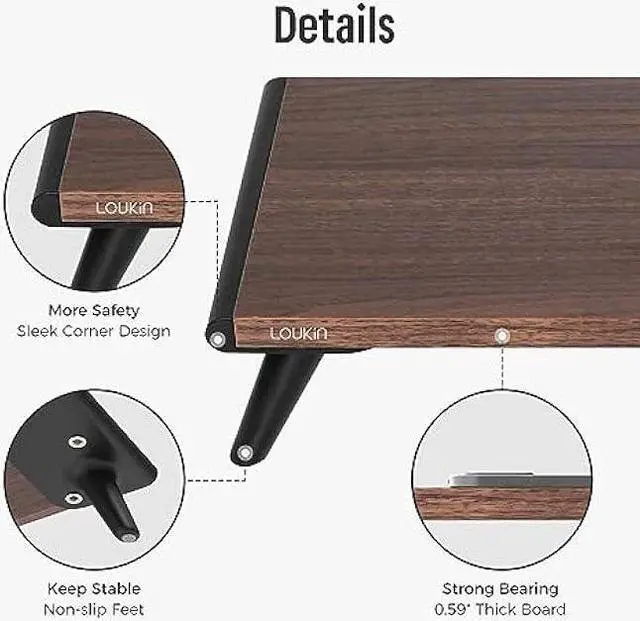 Alt view image 5 of 7 - loukin Dual Monitor Stand Riser for Desk, 17.32*9.84 Large Computer Stand for 2 Monitors, Laptop, Printer, Length and Angle Adjustable Computer Shelf, Home Office,Max 43.6 Length(Brown)