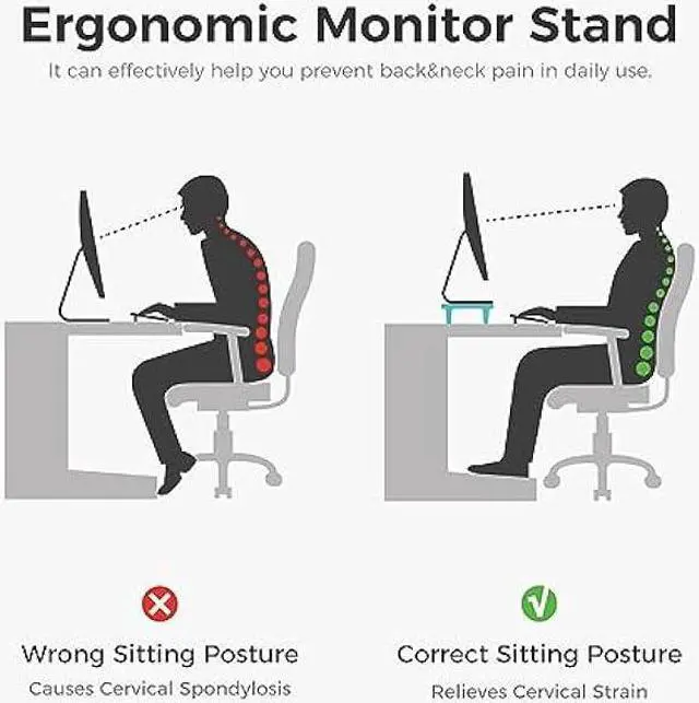 Alt view image 6 of 7 - loukin Dual Monitor Stand Riser for Desk, 17.32*9.84 Large Computer Stand for 2 Monitors, Laptop, Printer, Length and Angle Adjustable Computer Shelf, Home Office,Max 43.6 Length(Brown)