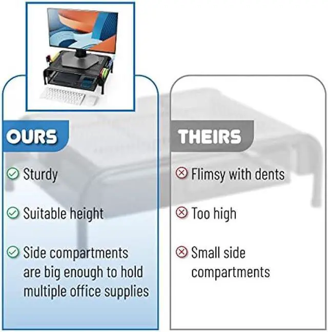 Alt view image 6 of 7 - Mr. Pen- Metal Mesh Monitor Stand with Drawer, Computer Monitor Stand for Desk, with Storage, Monitor Riser with Storage, Desktop Monitor Stand