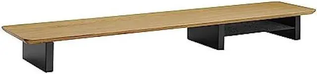 Alt view image 2 of 7 - XL Oak Wood Monitor Stand for Desk (44 Inch) Large Monitor Stands for 2 Monitors, Desk Shelf for Top of Desk
