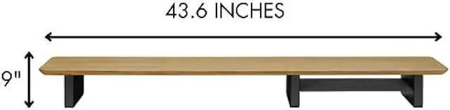 Alt view image 4 of 7 - XL Oak Wood Monitor Stand for Desk (44 Inch) Large Monitor Stands for 2 Monitors, Desk Shelf for Top of Desk