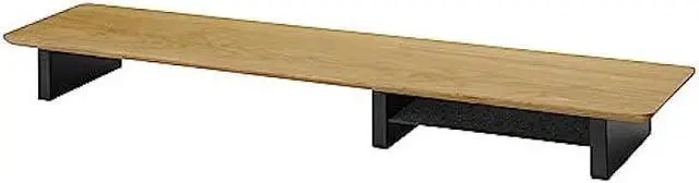 Alt view image 6 of 7 - XL Oak Wood Monitor Stand for Desk (44 Inch) Large Monitor Stands for 2 Monitors, Desk Shelf for Top of Desk