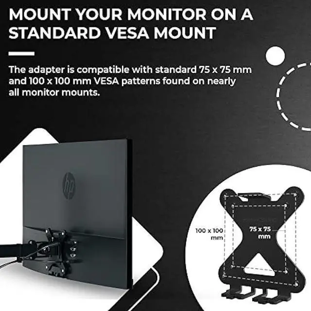 Alt view image 4 of 7 - VESA Mount Adapter for HP Pavilion 27xw, 25xw, 24xw, 23xw, 22xw, 22cwa, 27cw, 25cw, 24cw, 23cw, and 22cw Monitors - by HumanCentric