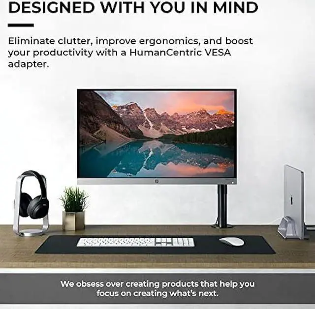 Alt view image 6 of 7 - VESA Mount Adapter for HP Pavilion 27xw, 25xw, 24xw, 23xw, 22xw, 22cwa, 27cw, 25cw, 24cw, 23cw, and 22cw Monitors - by HumanCentric