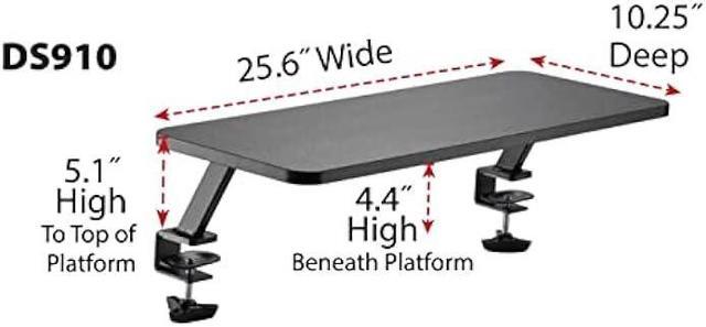 Alt view image 2 of 6 - Kantek Ergonomic Mounted Computer Monitor Riser Stand, Floating Desk Shelf, Clamp On Base, 25.6 X 10.2 X 5.1, Black