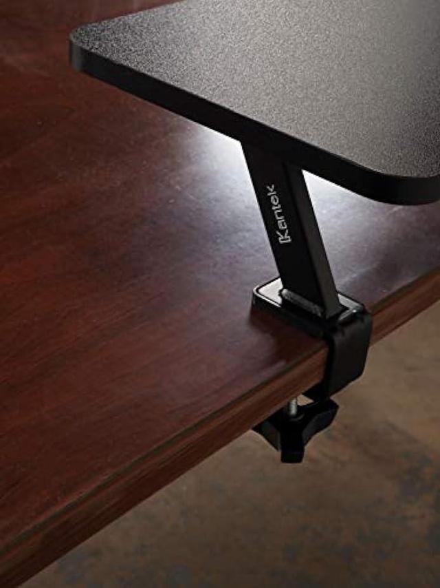 Alt view image 3 of 6 - Kantek Ergonomic Mounted Computer Monitor Riser Stand, Floating Desk Shelf, Clamp On Base, 25.6 X 10.2 X 5.1, Black
