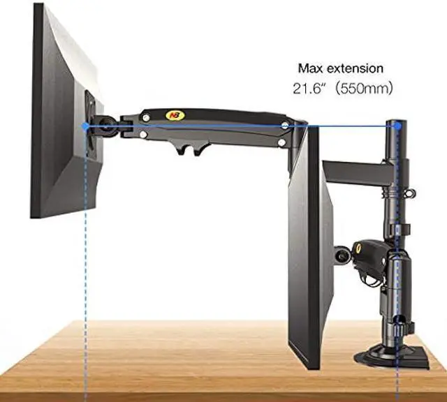 Alt view image 3 of 6 - NB North Bayou Dual Monitor Desk Mount Stand Full Motion Swivel Computer Monitor Arm Fits 2 Screens up to 32'' with Load Capacity 4.4~26.4lbs for Each Monitor H180-B