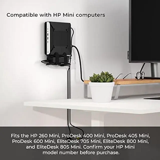 Alt view image 4 of 7 - HumanCentric Mount Compatible with HP Desktop Mini, HP ProDesk Mini, HP EliteDesk Mini, Replaces Dual VESA Sleeve for HP Mini Desktops v3, HP Mini VESA Mount Adapter, Arm, Under Desk and Wall Mount