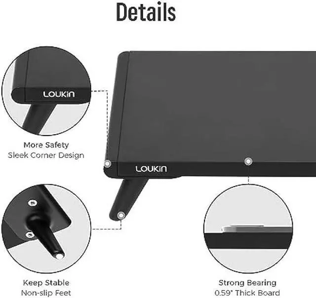 Alt view image 5 of 7 - loukin Dual Monitor Stand Riser for Desk, 17.32*9.84 Large Computer Stand for 2 Monitors, Laptop, Printer, Length and Angle Adjustable Computer Shelf, Home Office,Max 43.6 Length(Black)