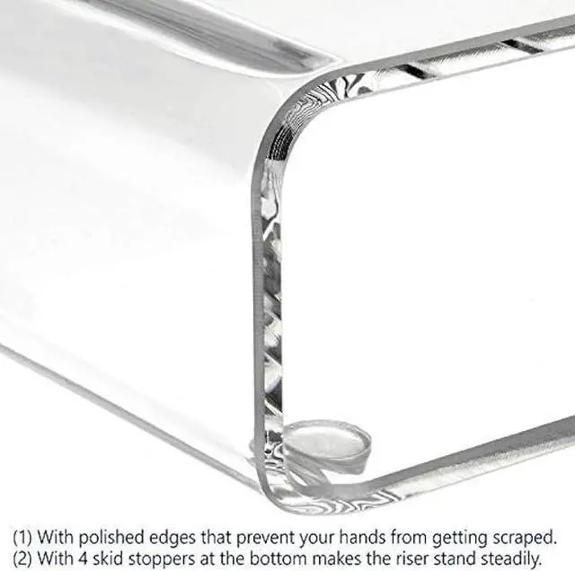 Alt view image 4 of 6 - Ikee Design Acrylic Monitor Stand, Storage Riser for Desk Countertop with 3 Compartments, Clear Acrylic Monitor Stand with Storage for Study Room and Office, 23W x 7.4D x 4.5H
