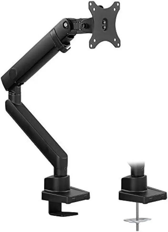 Alt view image 2 of 5 - Mount-It! Single Monitor Arm Mount | Premium Monitor Desk Stand | Articulating Mechanical Spring Arm | Fits 24 27 30 32 Inch VESA 75 100 Compatible Computer Screen | C-Clamp and Grommet Bases