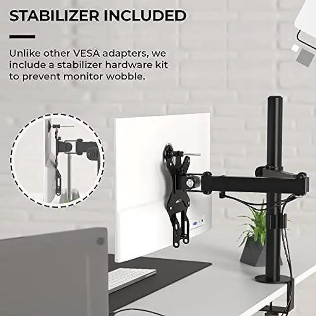 Alt view image 4 of 7 - HumanCentric VESA Mount Adapter for HP Monitors 22er, 22es, 22f, 23er, 23es, 23f, 24ea, 24ec, 24er, 24es, 24f, 24fw, 25er, 25es, 25f, 27er, 27ea, 27es, 27f, 27fw, 27ec, VESA Adapter Bracket (White)