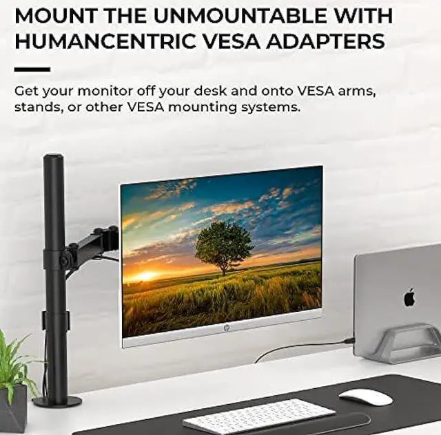 Alt view image 3 of 7 - HumanCentric VESA Mount Adapter for HP Monitors 22er, 22es, 22f, 23er, 23es, 23f, 24ea, 24ec, 24er, 24es, 24f, 24fw, 25er, 25es, 25f, 27er, 27ea, 27es, 27f, 27fw, 27ec, VESA Adapter Bracket (White)