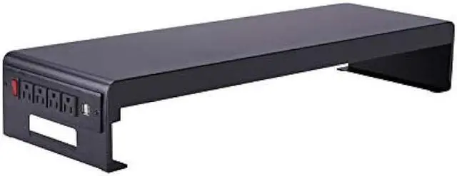 Main image of Rocelco 30 Premium Dual Monitor Stand with AC Power Supply & USB 2.0 Charging | Metal Laptop TV PC Riser Shelf with Keyboard Mouse Storage and Cable Management | Black (R DMS)