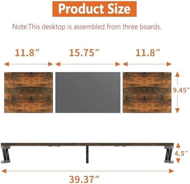 Alt view image 2 of 7 - ErgoFocus Dual Monitor Stand Riser, Large Wood Monitor Riser for 2 Monitors, Monitor Lift with Storage for Desk, Sturdy Wood&Steel Multi Screen Stand, Desktop Organizer Monitor Stand for Computer