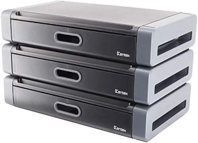 Alt view image 2 of 7 - Kantek Monitor Riser with Drawer & Smartphone/Tablet Slot, 19-Inch Wide x 11-Inch Deep x 4-Inch High, Black/Dark Grey (MS760)