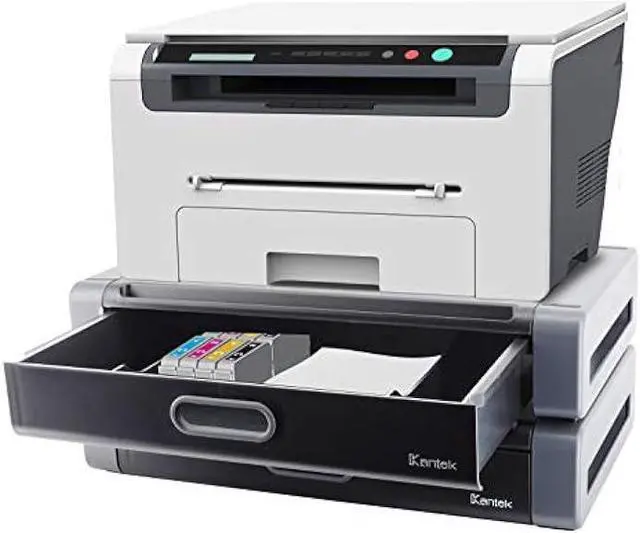 Alt view image 3 of 7 - Kantek Monitor Riser with Drawer & Smartphone/Tablet Slot, 19-Inch Wide x 11-Inch Deep x 4-Inch High, Black/Dark Grey (MS760)