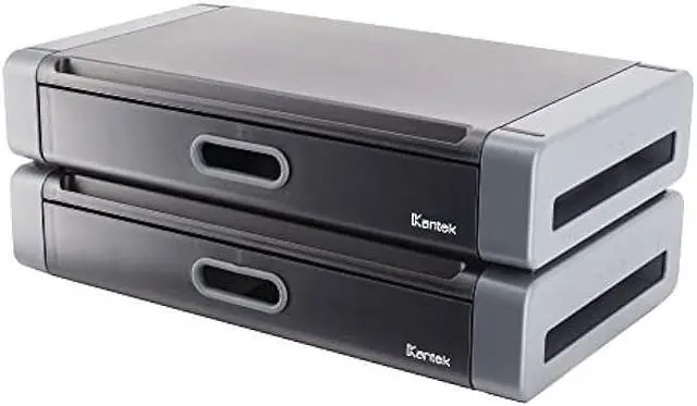 Alt view image 5 of 7 - Kantek Monitor Riser with Drawer & Smartphone/Tablet Slot, 19-Inch Wide x 11-Inch Deep x 4-Inch High, Black/Dark Grey (MS760)