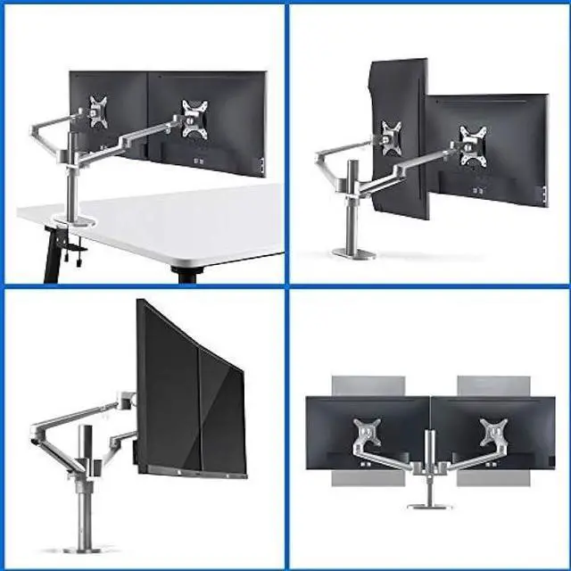 Alt view image 5 of 7 - Height Adjustable 3 in 1 Laptop Monitor Stand Compatible with 13 to 17.3 inch Laptop, Hold 2 Monitors 11 to 27 inch with Vesa, Monitor Desk Stand arm Riser Mount Stand Workstation (Silver)
